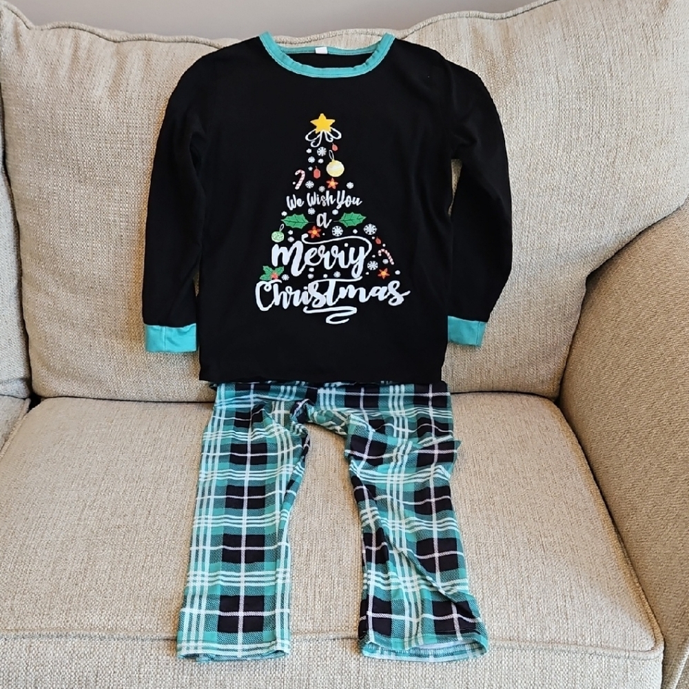 Kids Christmas Pajamas - Black and Green